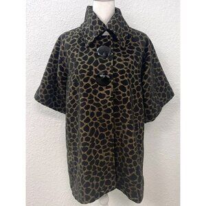 LUII Anthropologie Womens SMALL Animal Giraffe Mod S/S Swing COAT Jacket EUC